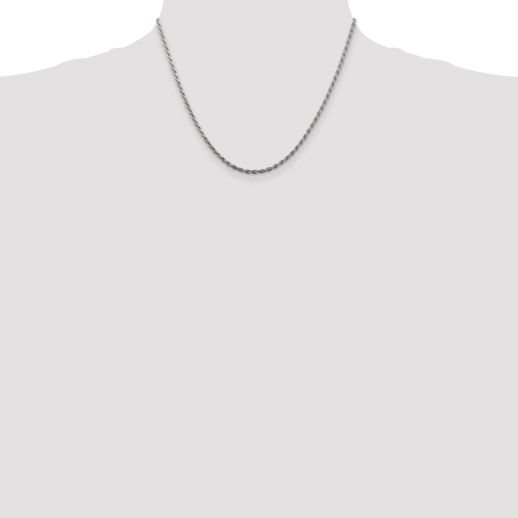 Sterling Silver 2.25mm Diamond-Cut Rope Chain Anklet
