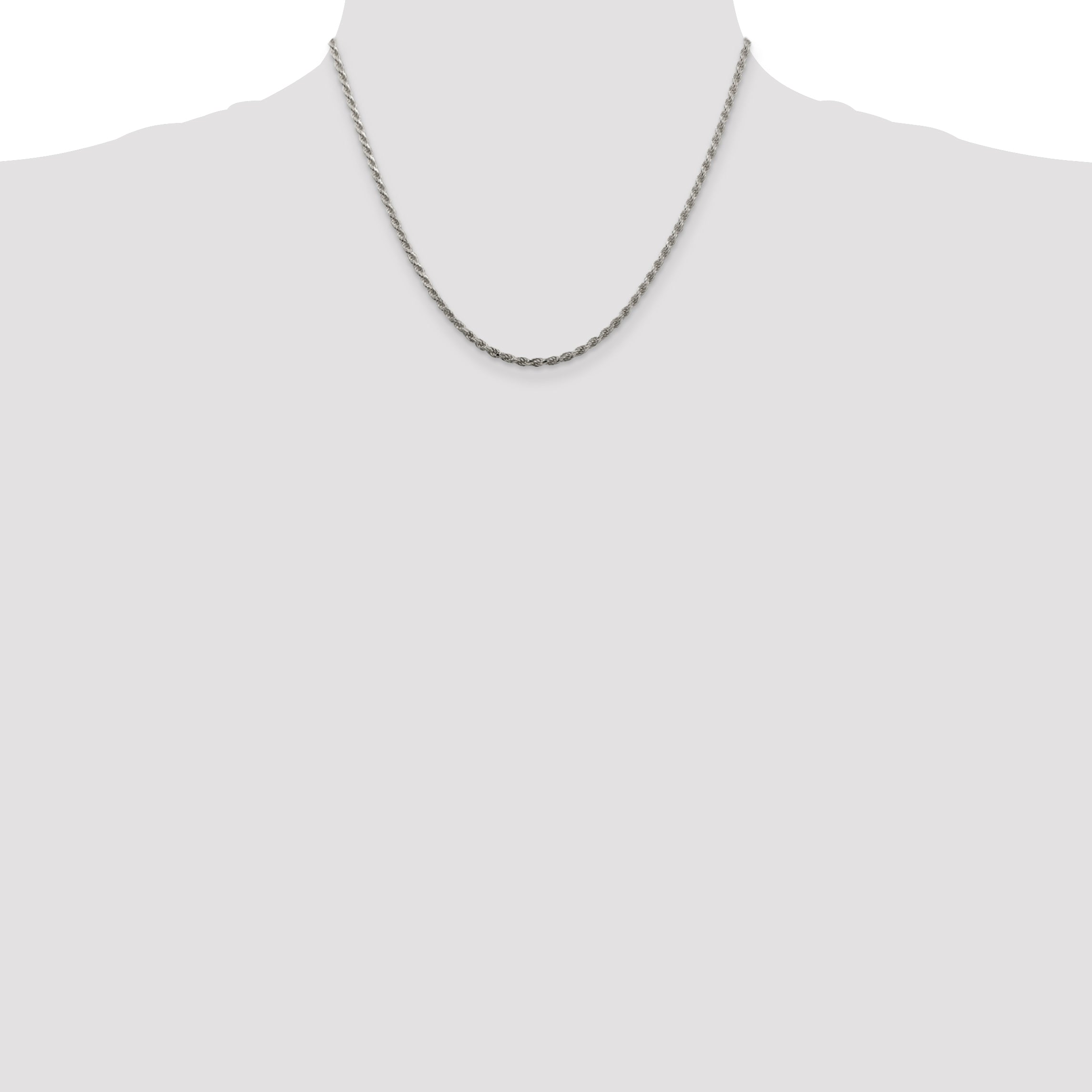 Sterling Silver 2.25mm Diamond-Cut Rope Chain Anklet