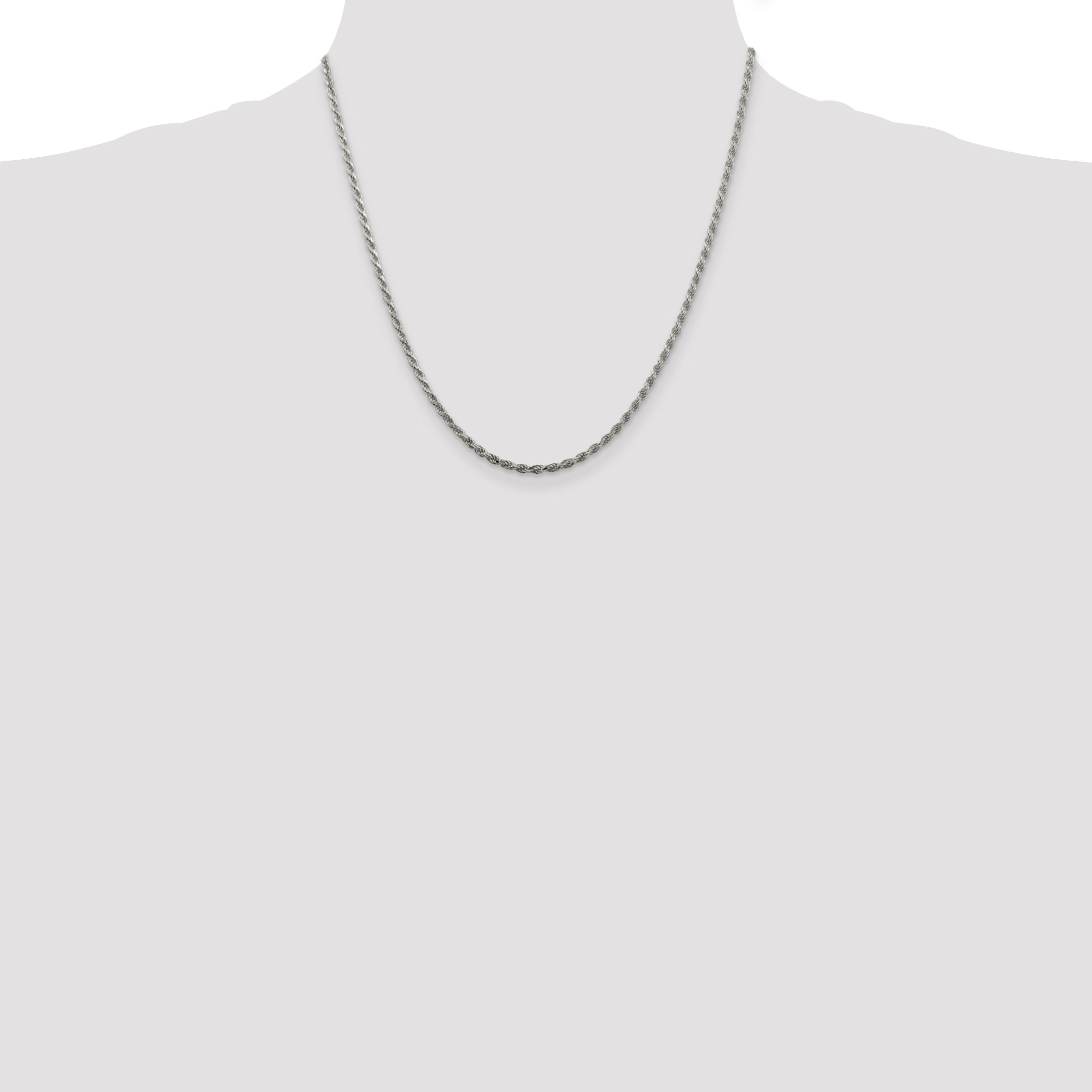 Sterling Silver 2.25mm Diamond-Cut Rope Chain Anklet