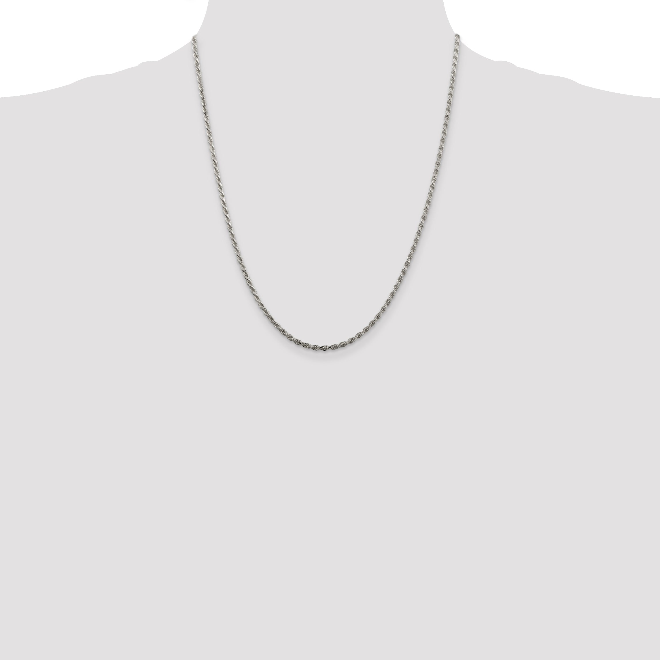 Sterling Silver 2.25mm Diamond-Cut Rope Chain w/ ext.