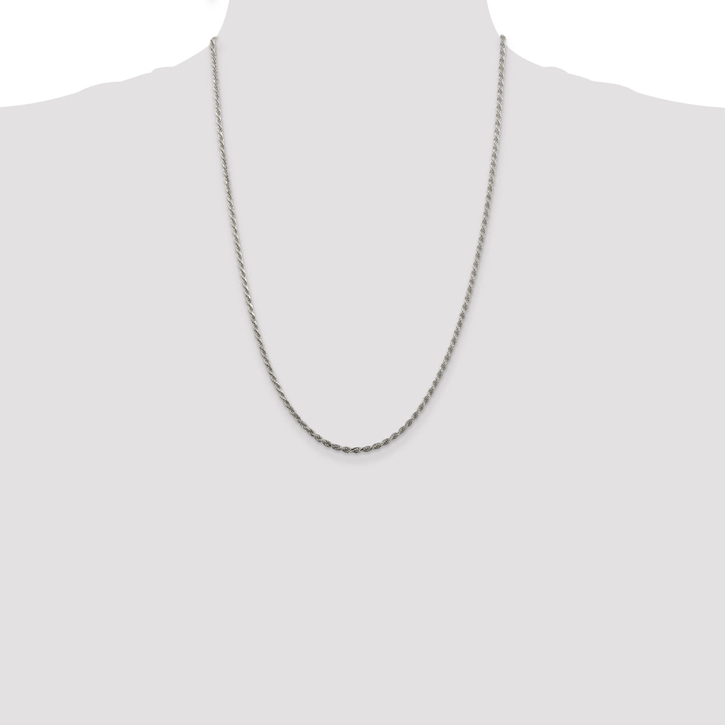 Sterling Silver 2.25mm Diamond-Cut Rope Chain Anklet