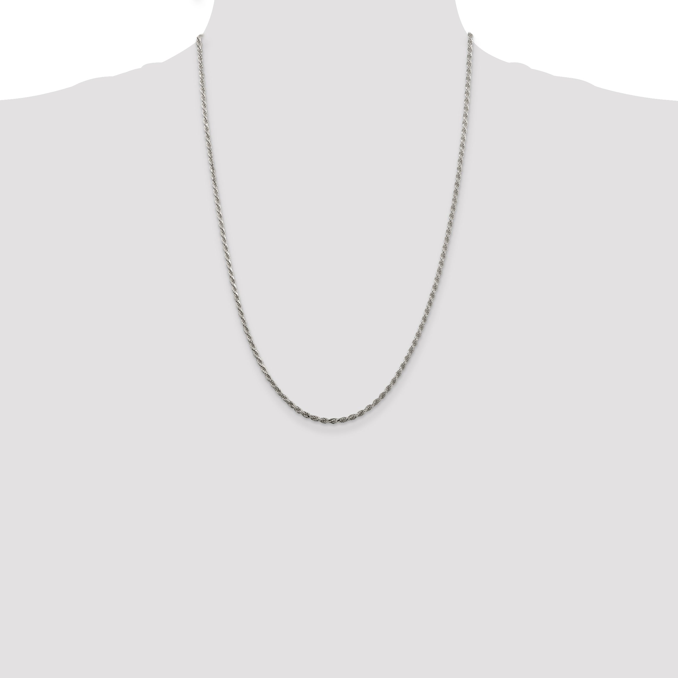 Sterling Silver 2.25mm Diamond-Cut Rope Chain Anklet