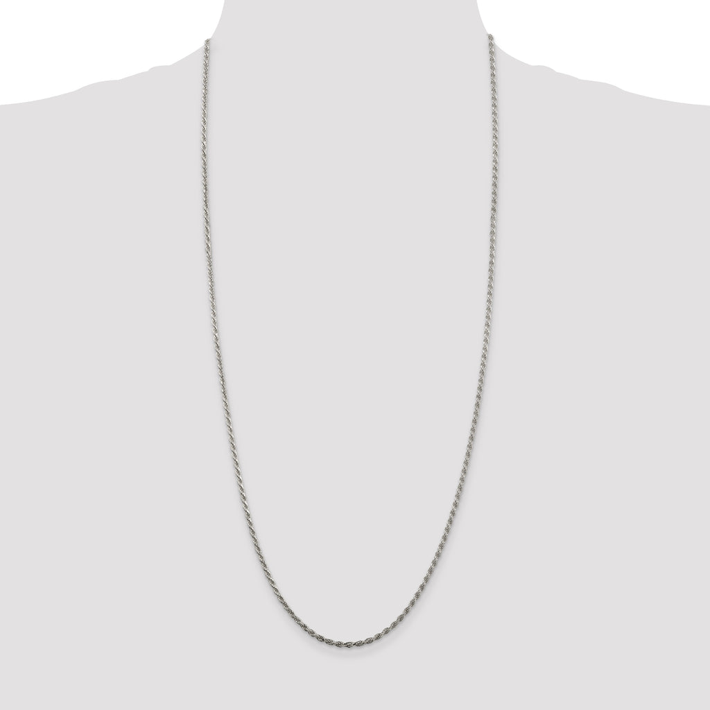 Sterling Silver 2.25mm Diamond-Cut Rope Chain Anklet
