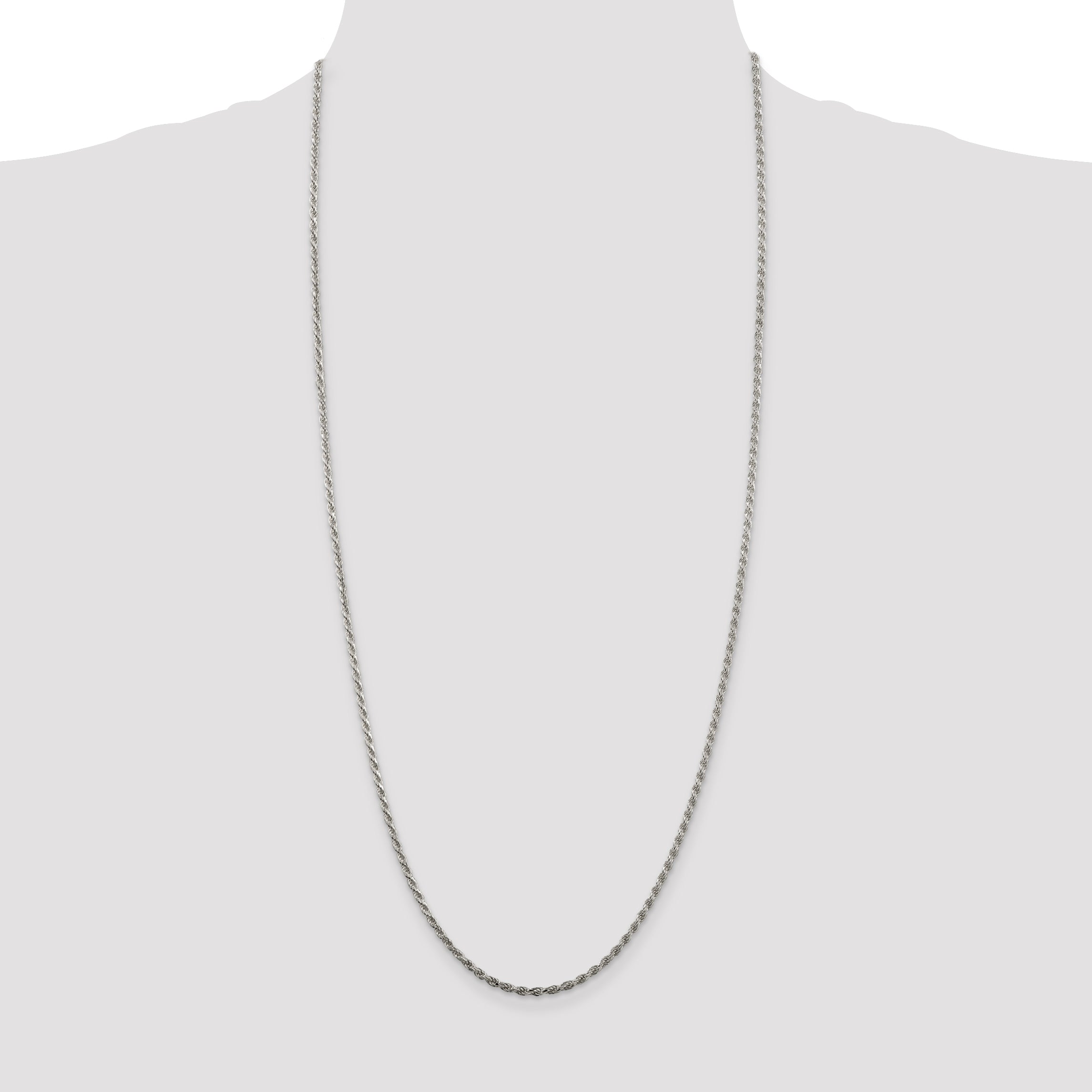 Sterling Silver 2.25mm Diamond-Cut Rope Chain Anklet