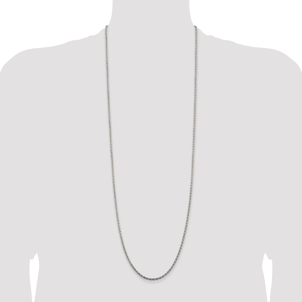 Sterling Silver 2.25mm Diamond-Cut Rope Chain Anklet