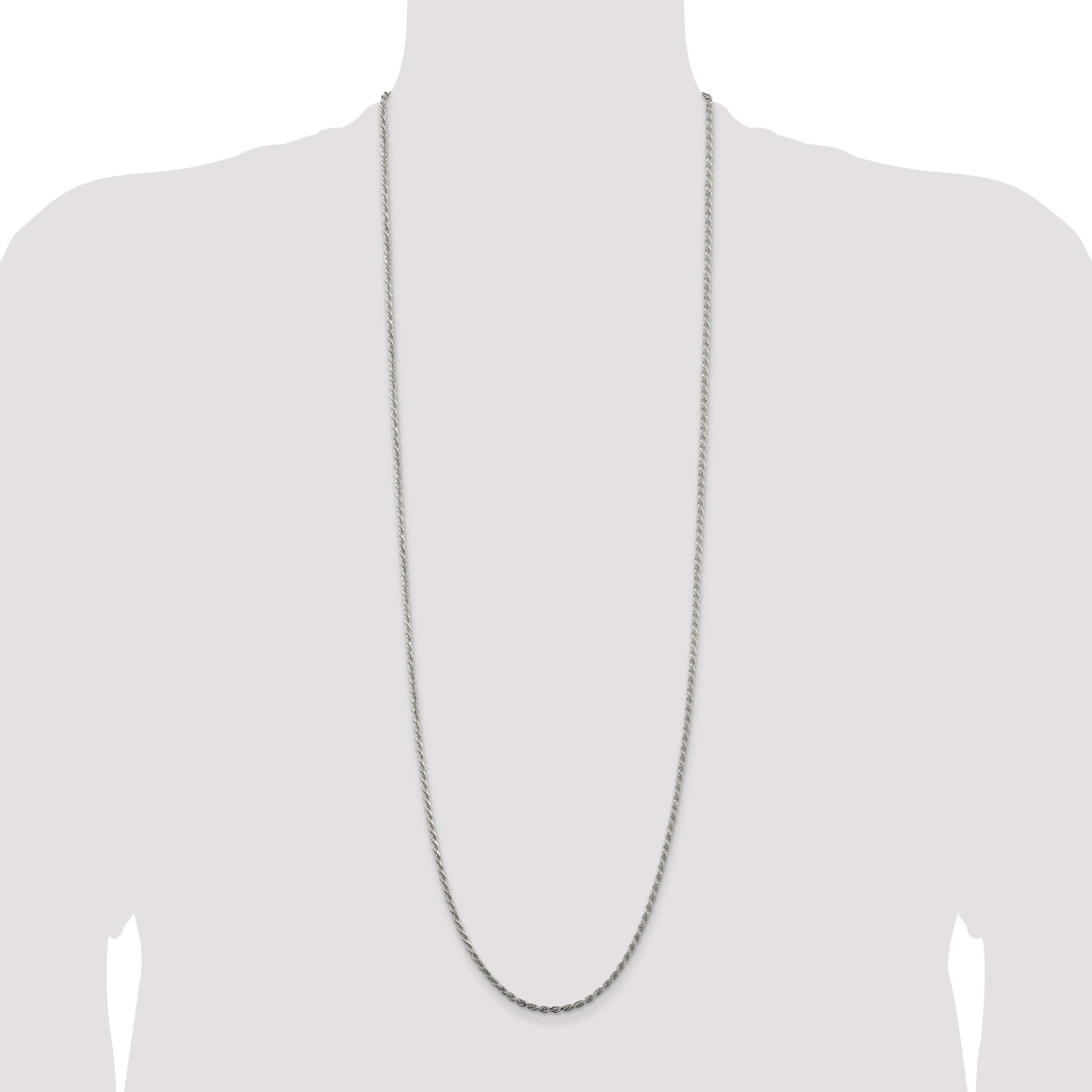 Sterling Silver 2.25mm Diamond-Cut Rope Chain Anklet