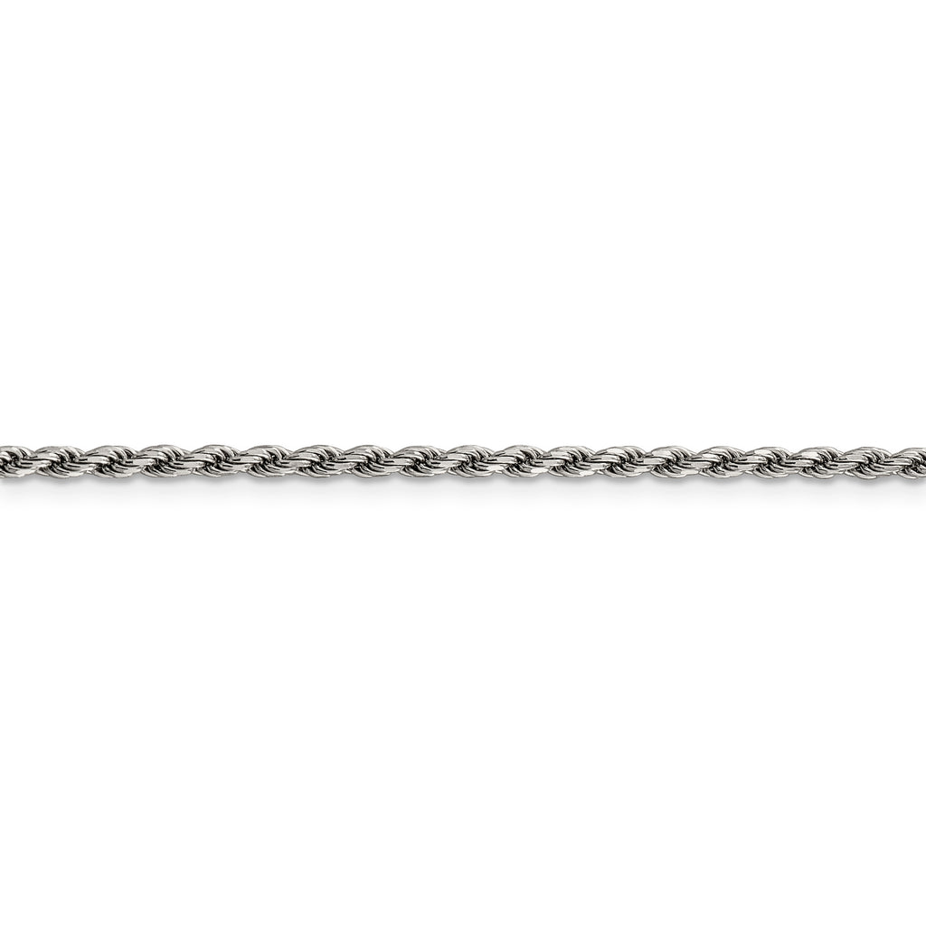 Sterling Silver Rhodium-plated 2.25mm Diamond-Cut Rope Chain