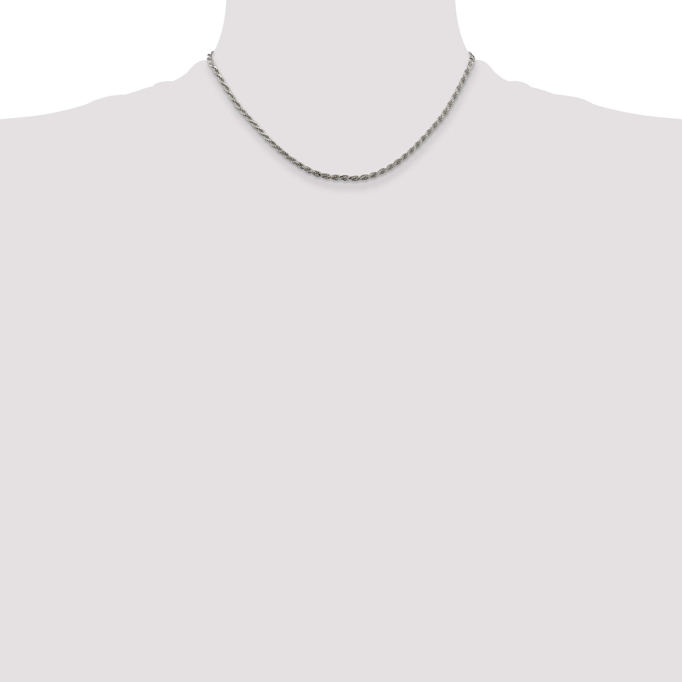 Sterling Silver Rhodium-Plated 2.25mm Diamond-Cut Rope Chain Secondary image