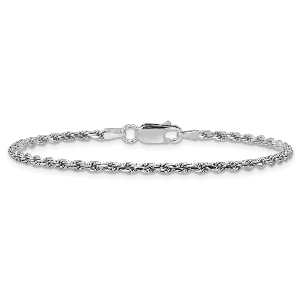 Sterling Silver Rhodium-plated 2.25mm Diamond-cut Rope Chain