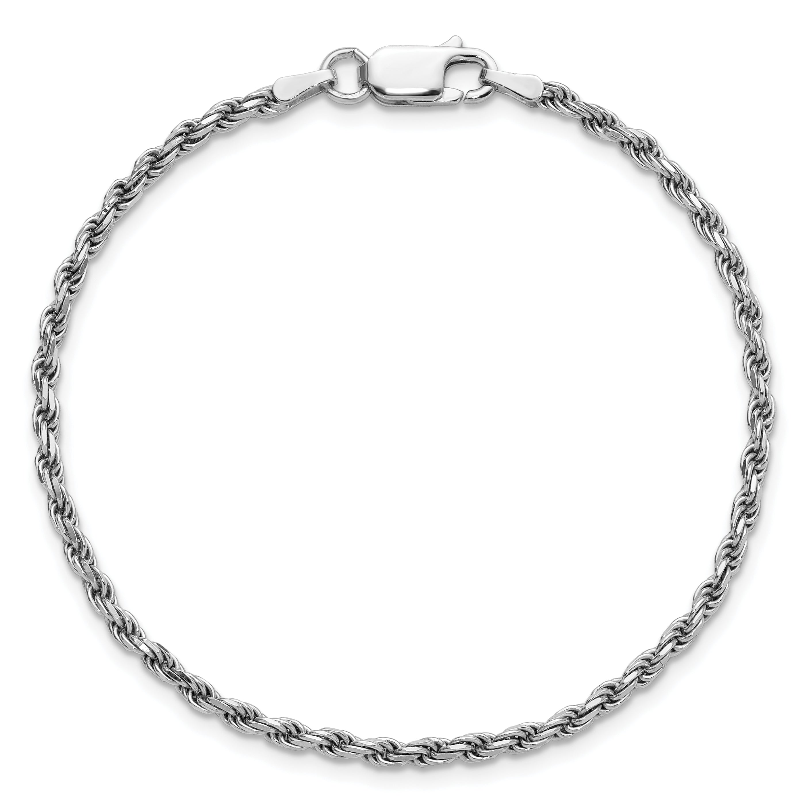 Sterling Silver Rhodium-plated 2.25mm Diamond-cut Rope Chain