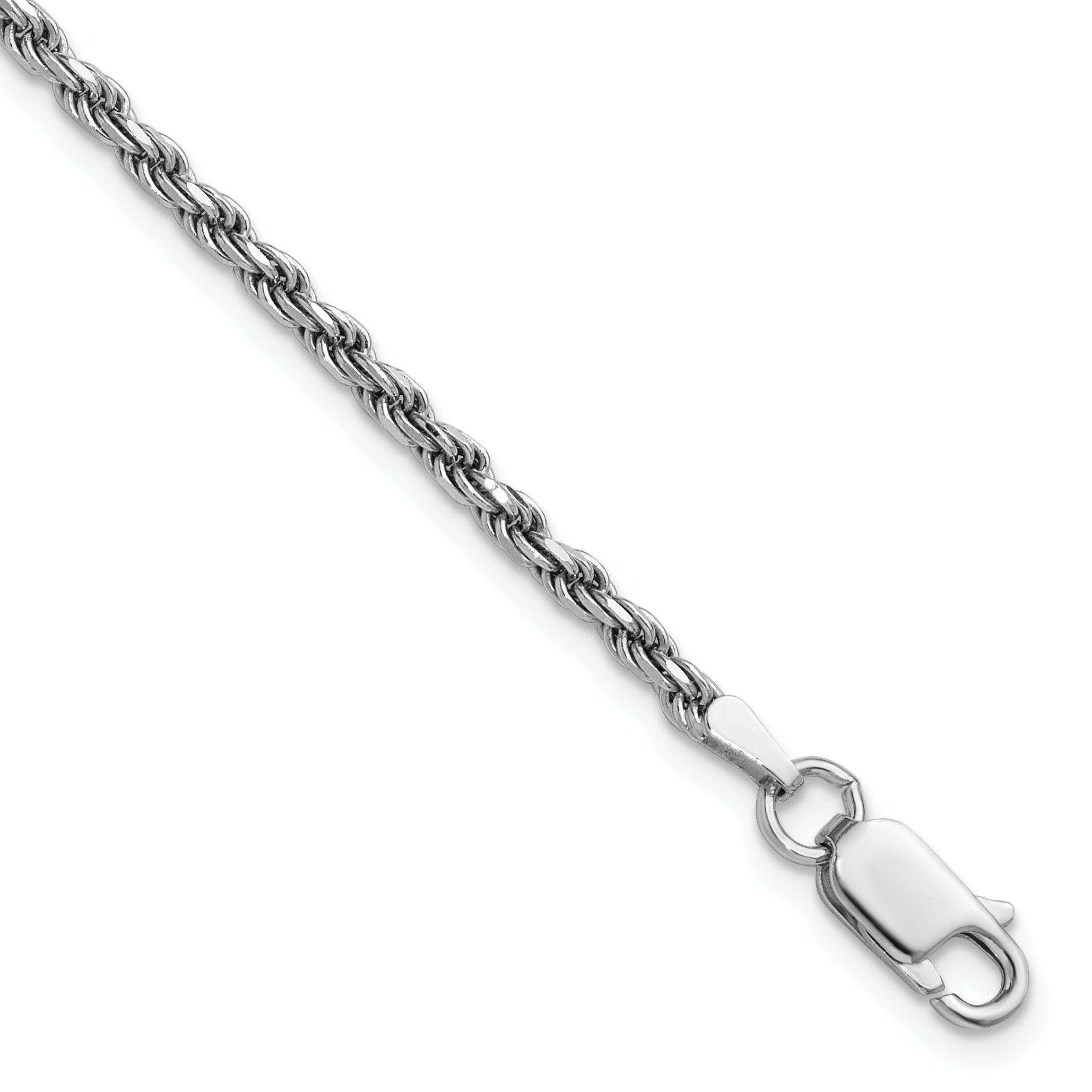 Sterling Silver Rhodium-plated 2.25mm Diamond-cut Rope Chain Main image