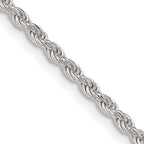 Sterling Silver 2.25mm Diamond-Cut Rope Chain w/ ext.