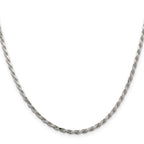 Sterling Silver 2.5mm Diamond-Cut Rope Chain w/ ext.