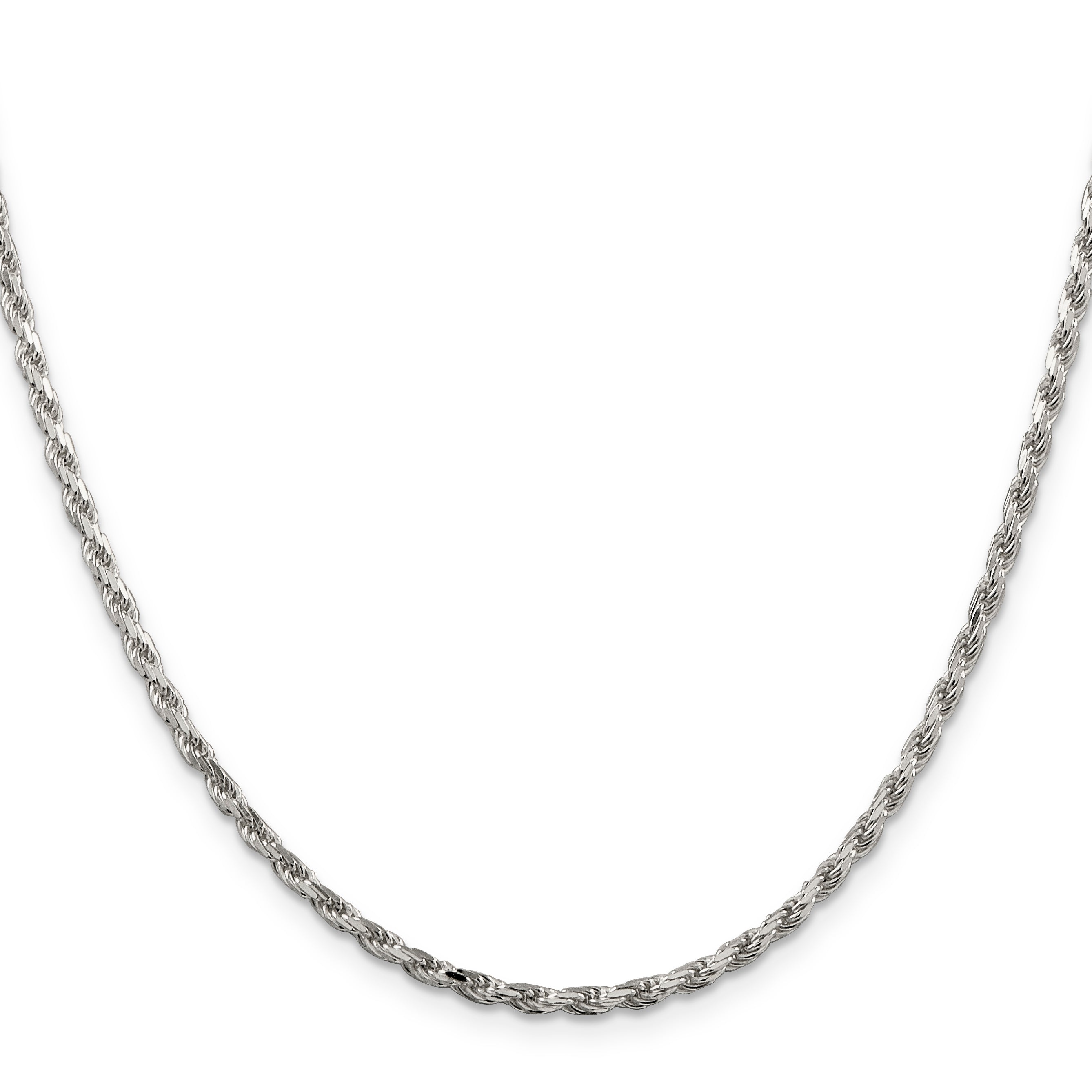 Sterling Silver 2.5mm Diamond-Cut Rope Chain w/ ext.