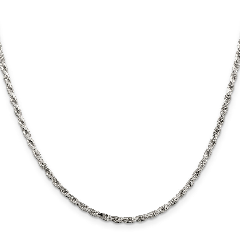 Sterling Silver 2.5mm Diamond-Cut Rope Chain Anklet
