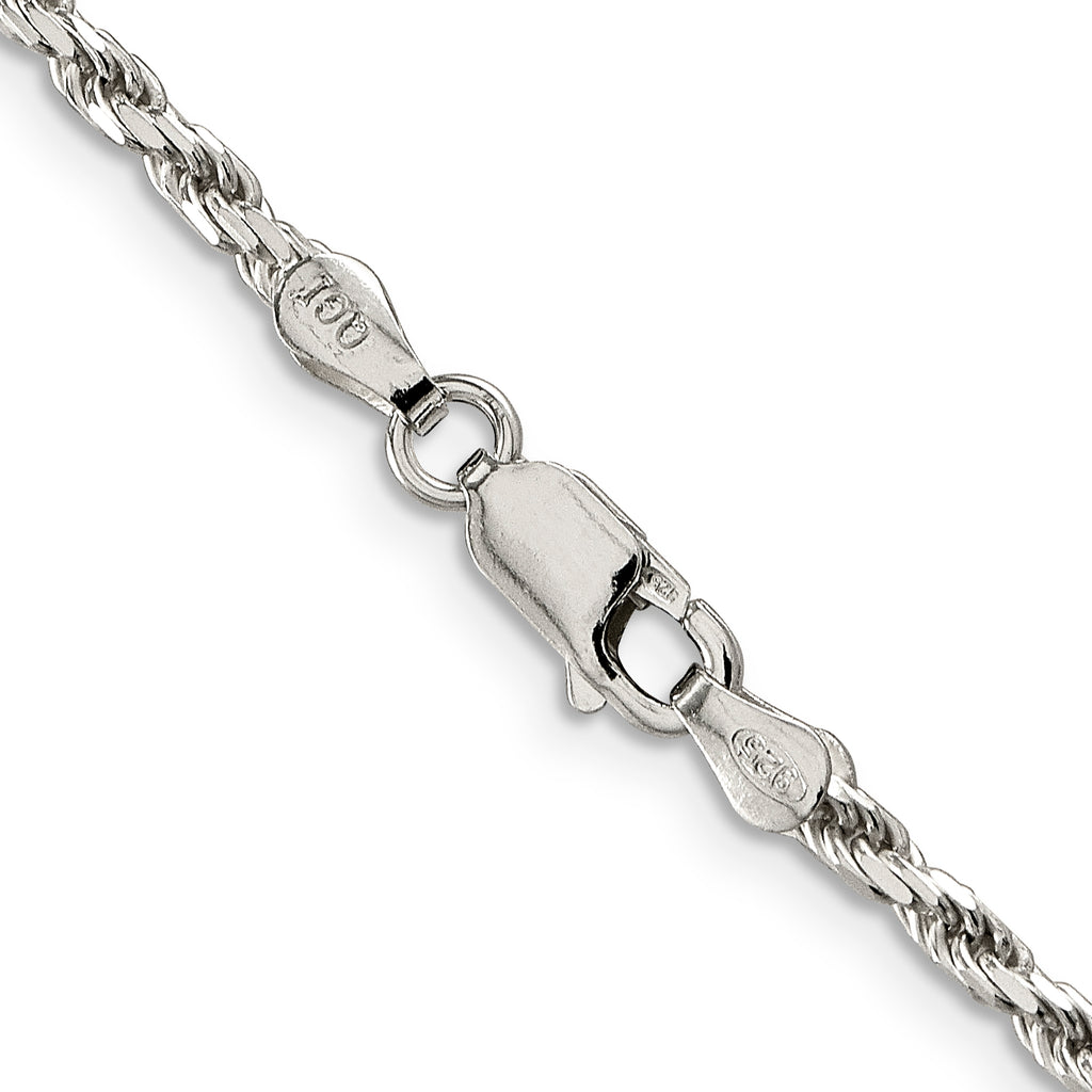 Sterling Silver 2.5mm Diamond-Cut Rope Chain Anklet