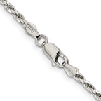 Sterling Silver 2.5mm Diamond-Cut Rope Chain Anklet