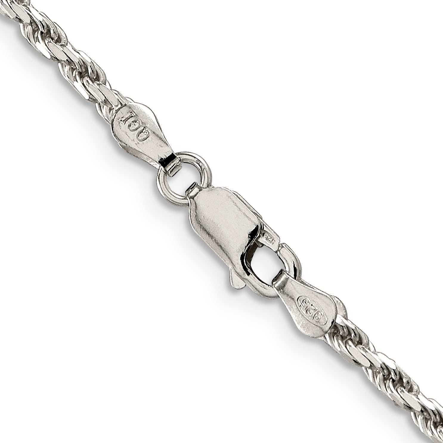 Sterling Silver 2.5mm Diamond-Cut Rope Chain Anklet