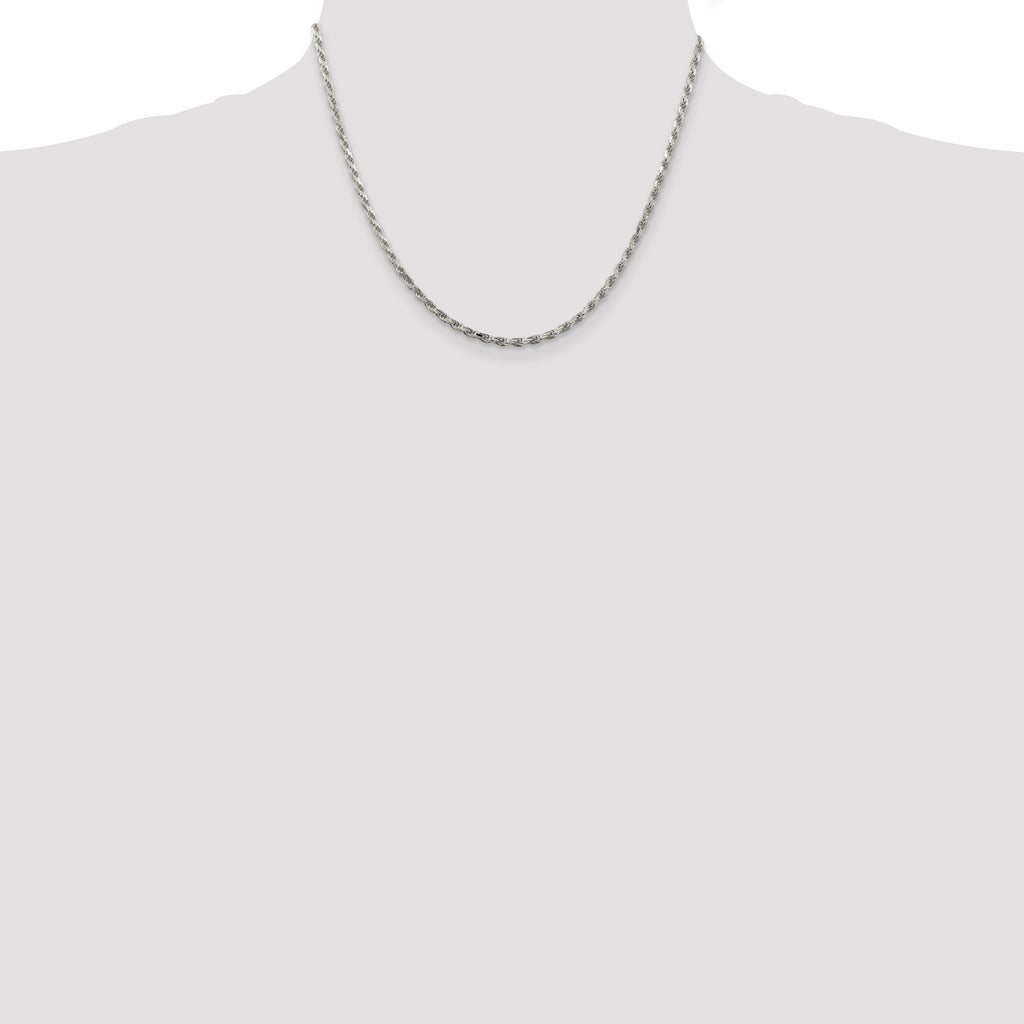 Sterling Silver 2.5mm Diamond-Cut Rope Chain w/ ext.