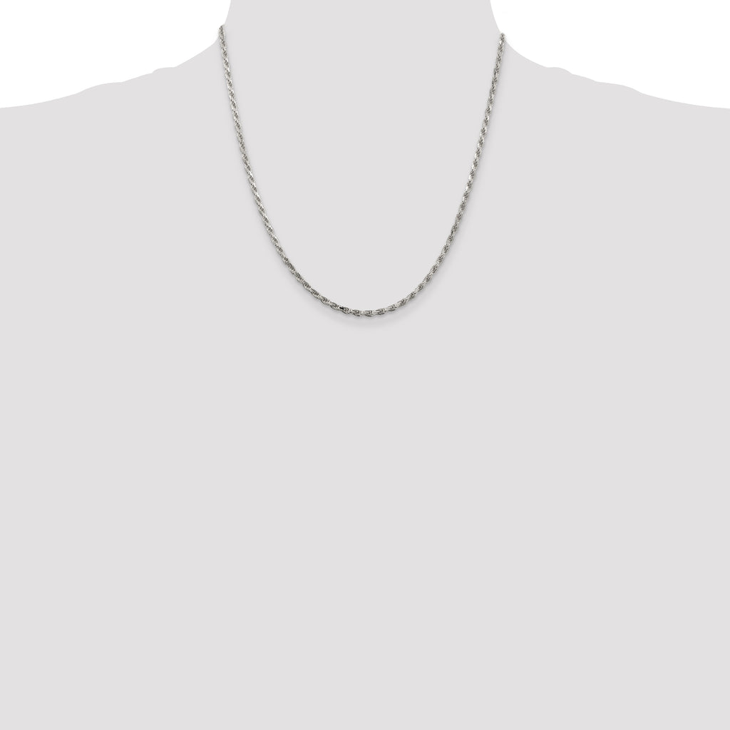 Sterling Silver 2.5mm Diamond-Cut Rope Chain Anklet