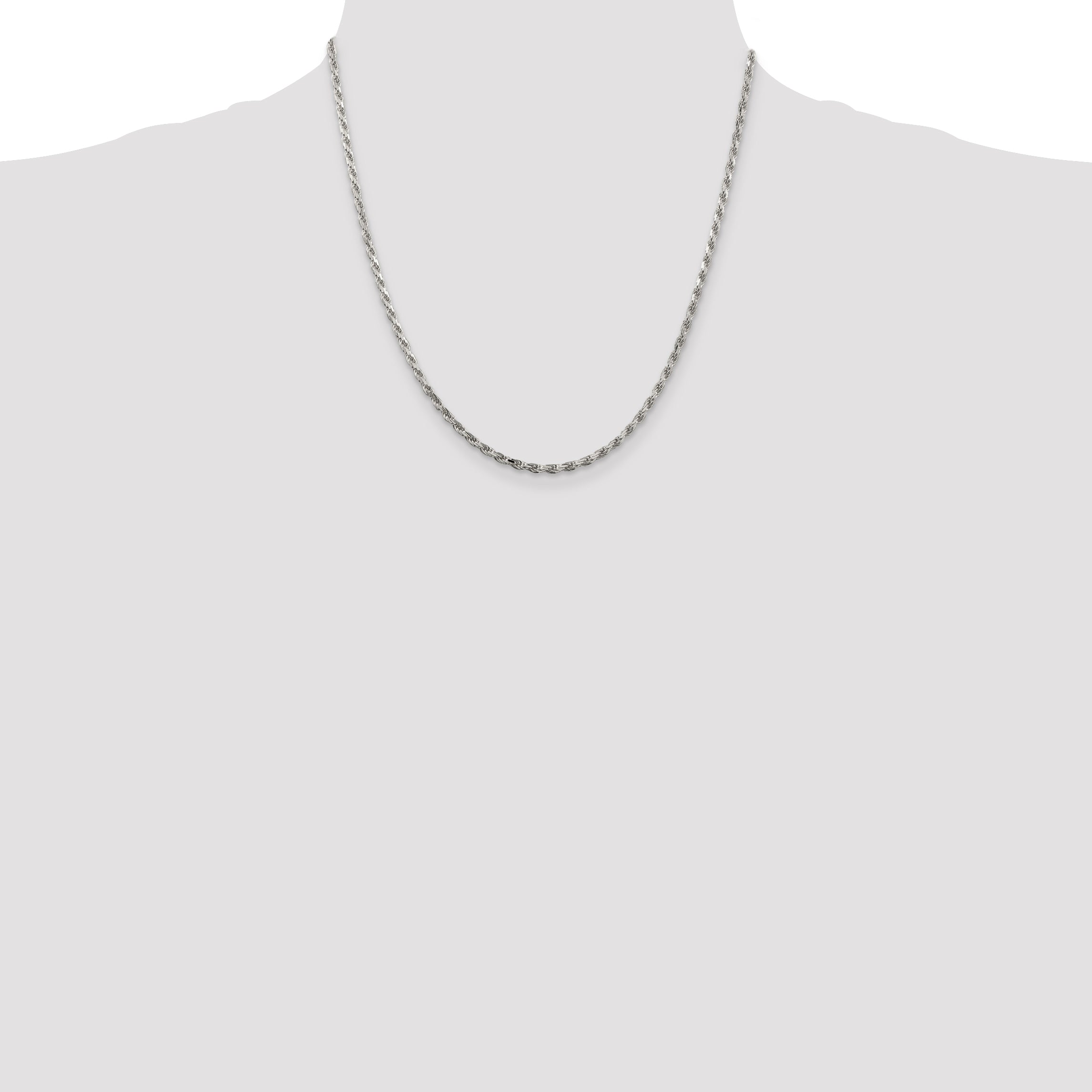 Sterling Silver 2.5mm Diamond-Cut Rope Chain Anklet