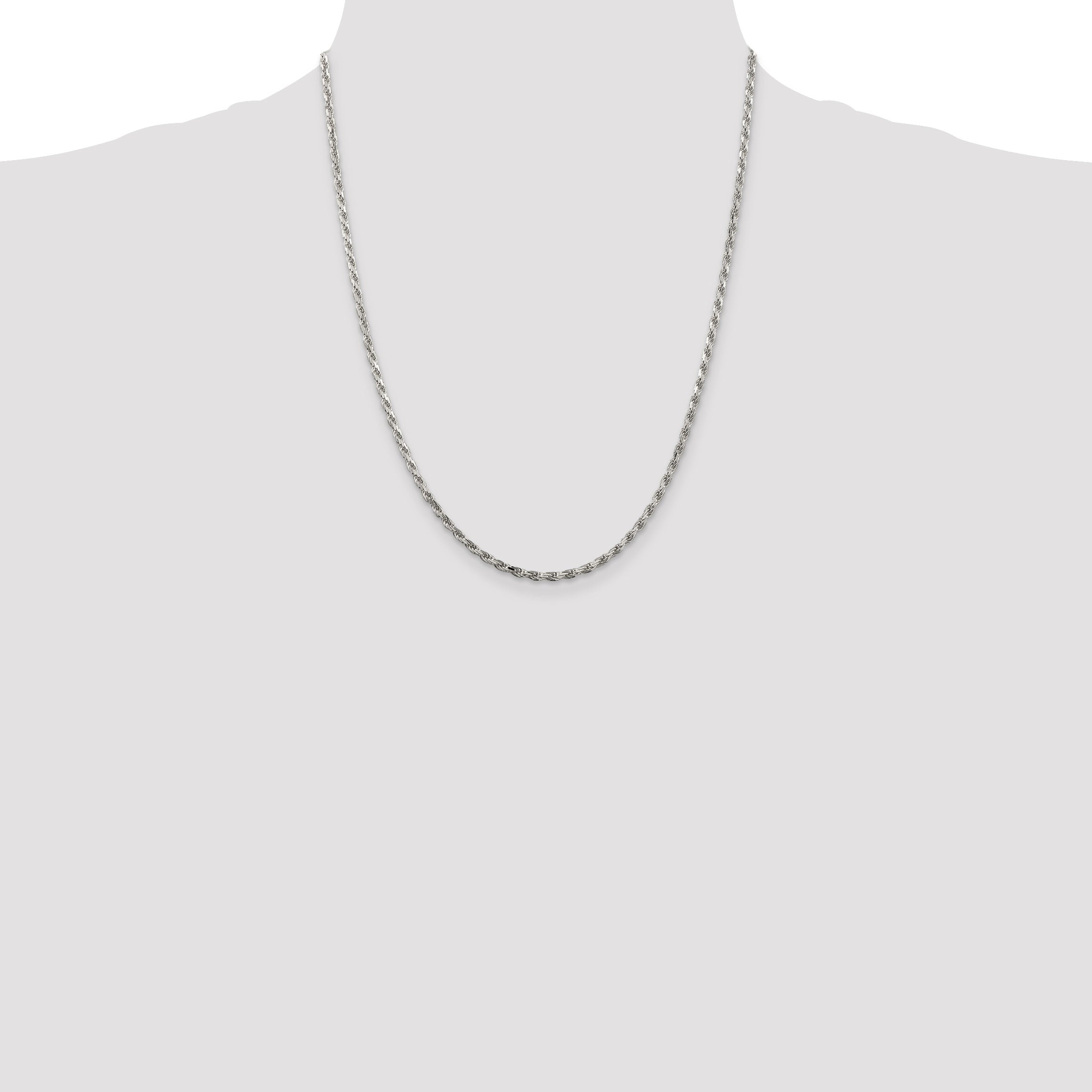 Sterling Silver 2.5mm Diamond-Cut Rope Chain w/ ext.