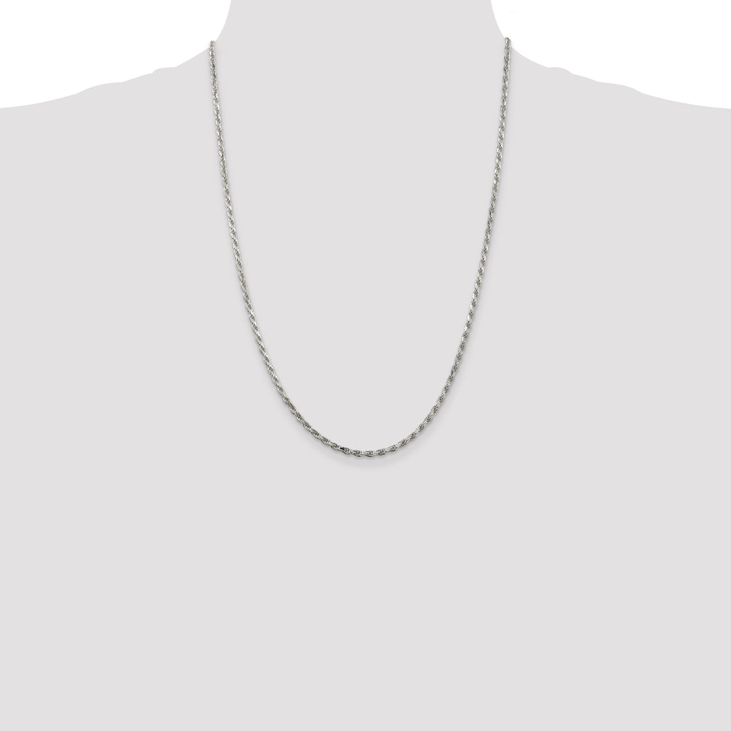 Sterling Silver 2.5mm Diamond-Cut Rope Chain Anklet