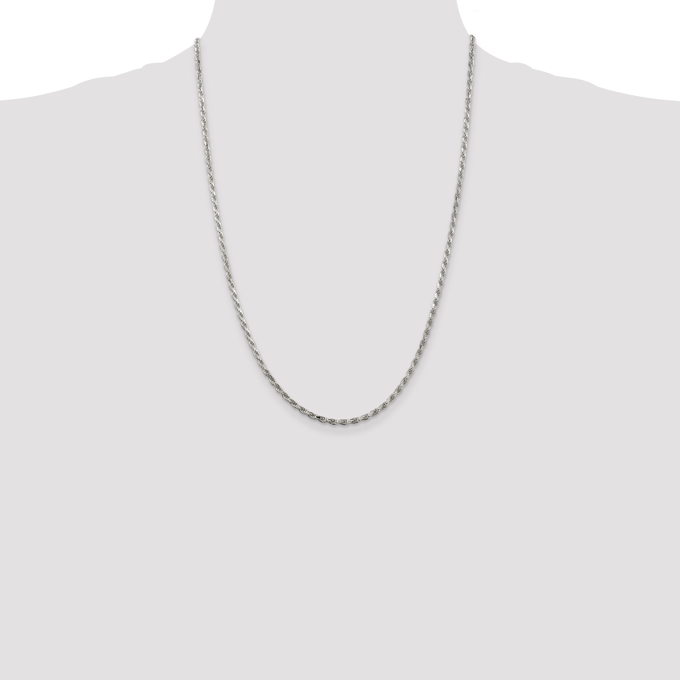 Sterling Silver 2.5mm Diamond-Cut Rope Chain Anklet