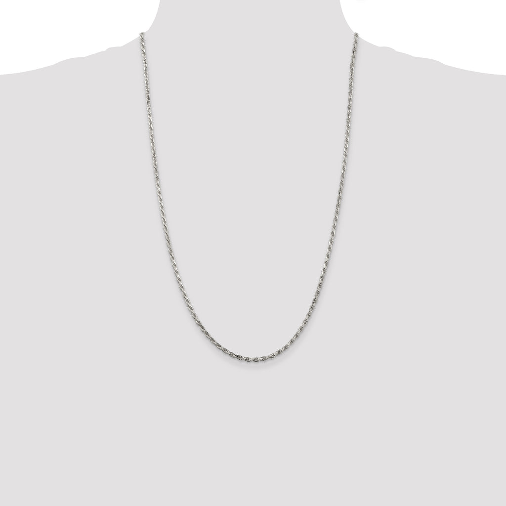 Sterling Silver 2.5mm Diamond-Cut Rope Chain Anklet