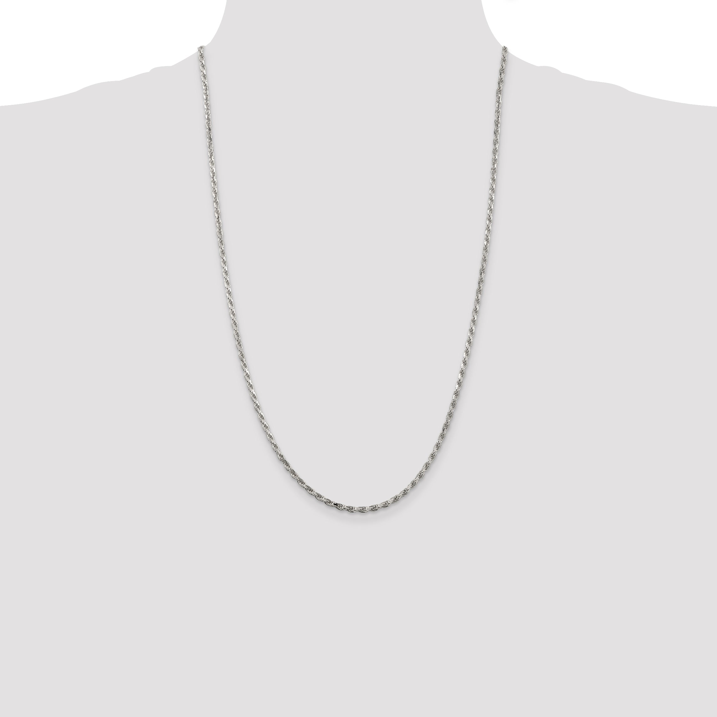 Sterling Silver 2.5mm Diamond-Cut Rope Chain Anklet