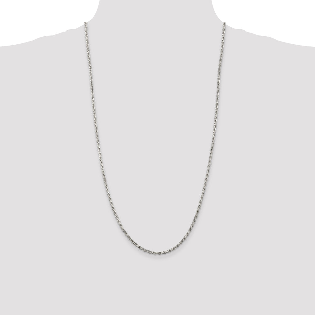 Sterling Silver 2.5mm Diamond-Cut Rope Chain Anklet