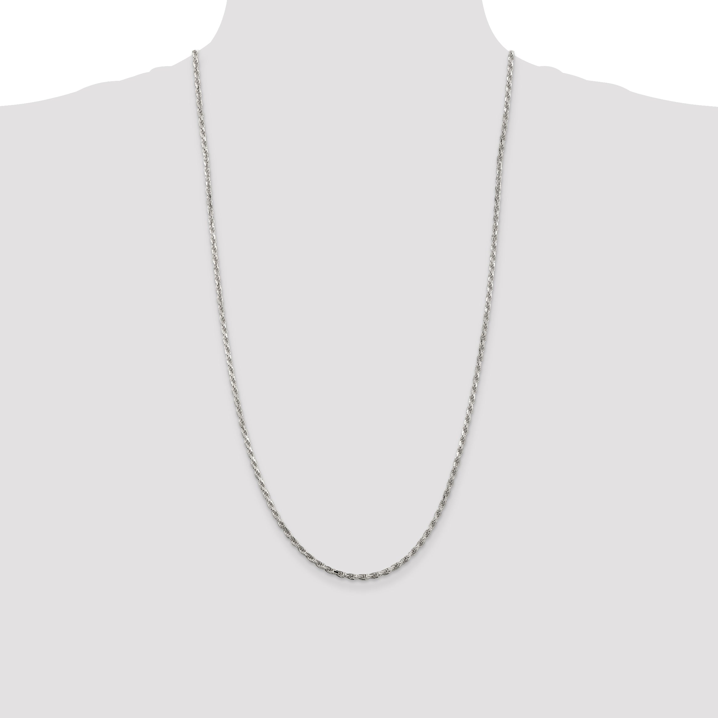Sterling Silver 2.5mm Diamond-Cut Rope Chain Anklet