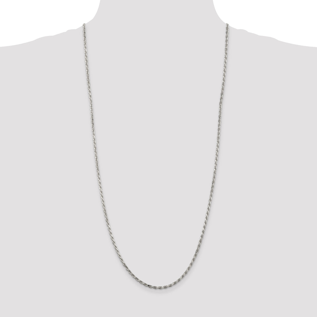 Sterling Silver 2.5mm Diamond-Cut Rope Chain Anklet