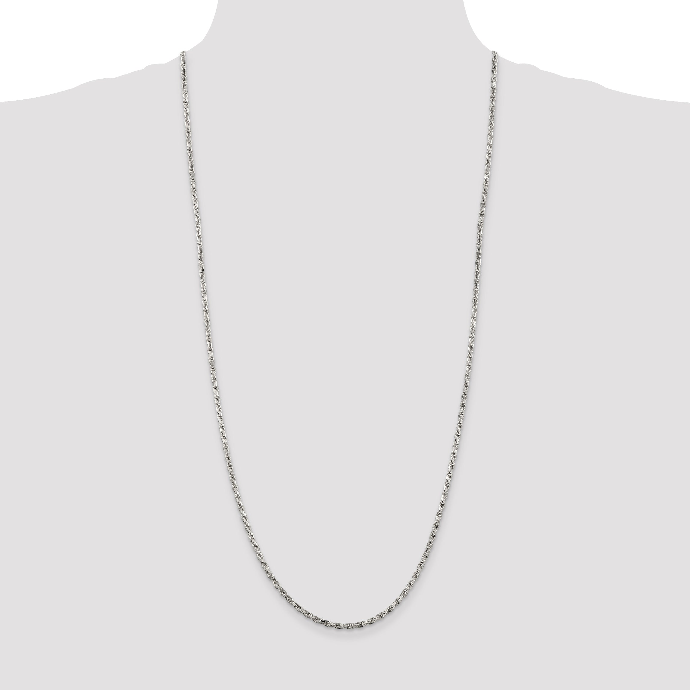 Sterling Silver 2.5mm Diamond-Cut Rope Chain Anklet