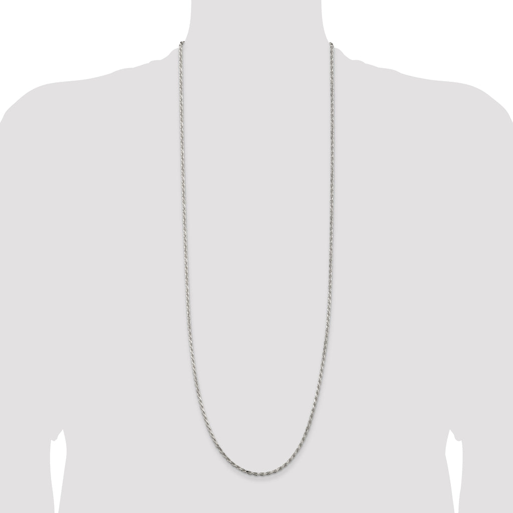 Sterling Silver 2.5mm Diamond-Cut Rope Chain Anklet