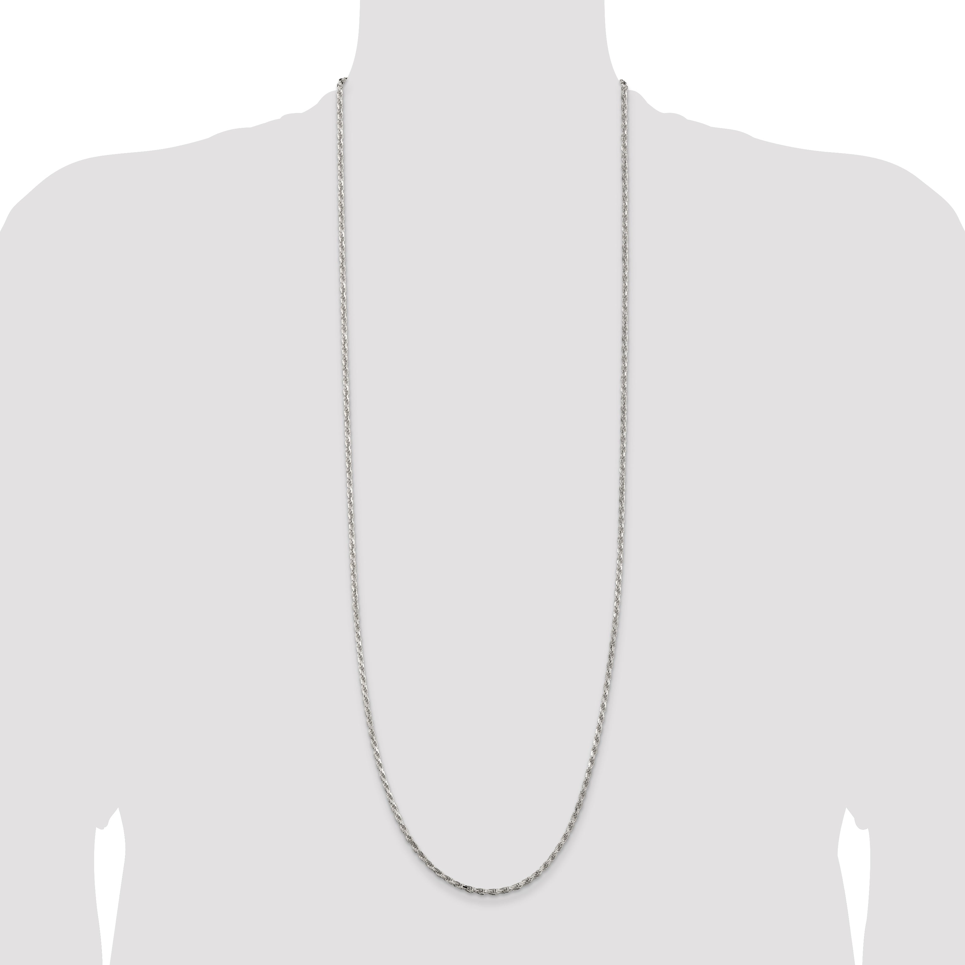 Sterling Silver 2.5mm Diamond-Cut Rope Chain Anklet