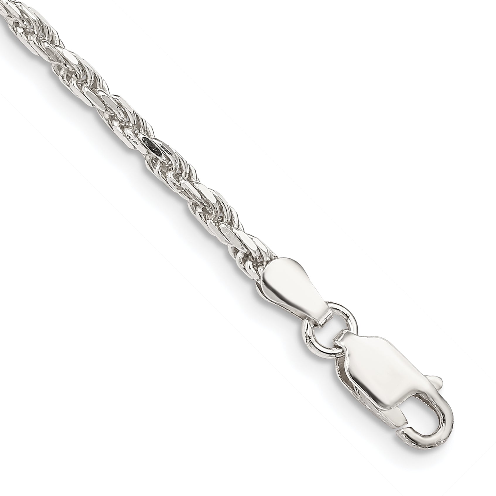 Diamond-Cut Rope Chain in Sterling Silver, 7 to 36 Inch, 2.5mm Secondary image