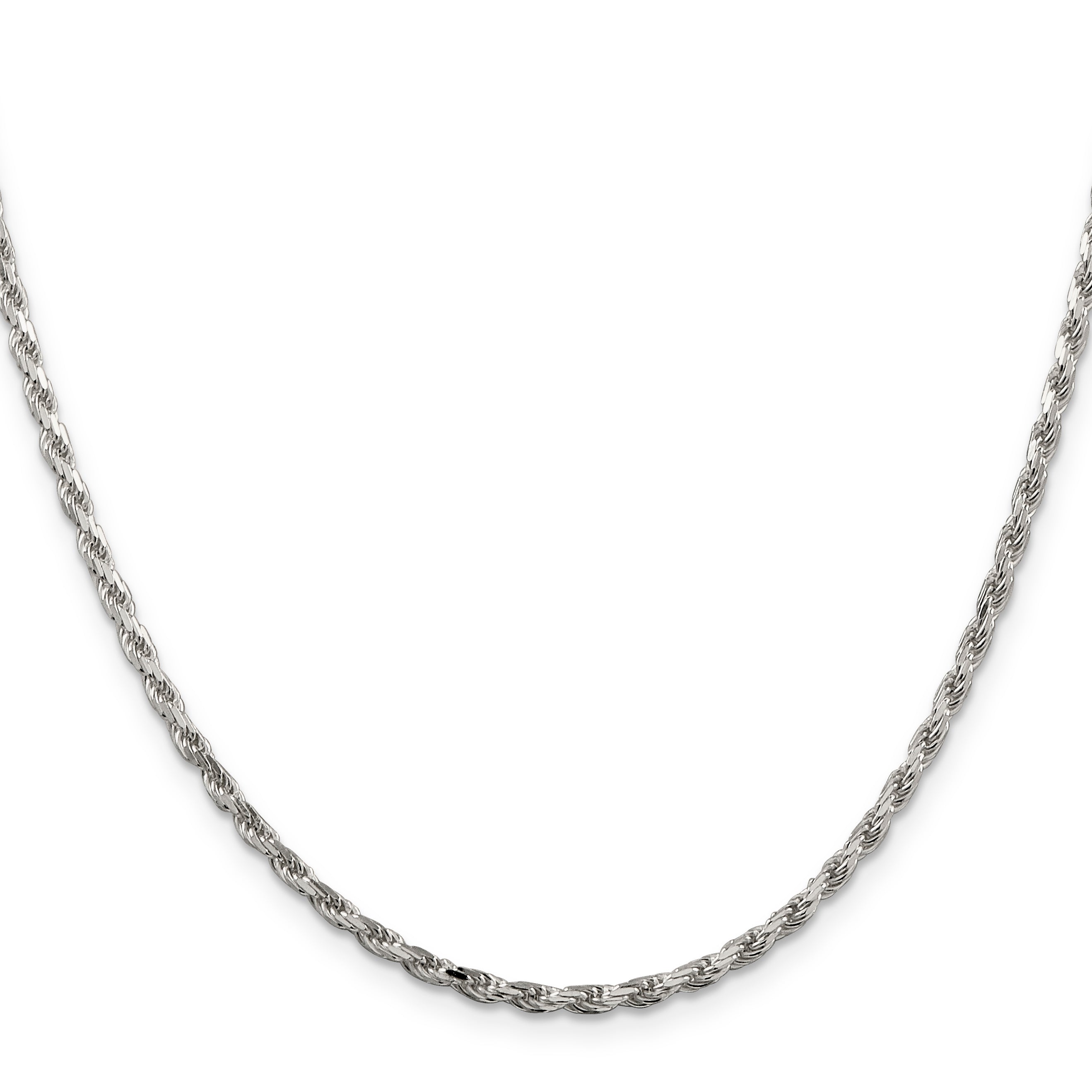 Sterling Silver Rhodium-Plated Diamond-Cut Rope Chain Necklace 2.5mm Secondary image