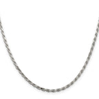 Sterling Silver Rhodium-Plated Diamond-Cut Rope Chain Necklace 2.5mm