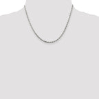 Sterling Silver Rhodium-Plated Diamond-Cut Rope Chain Necklace 2.5mm