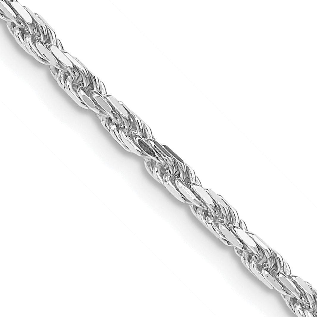 Sterling Silver Rhodium-Rhodium-Plated 2.5mm Diamond-cut Rope Chain