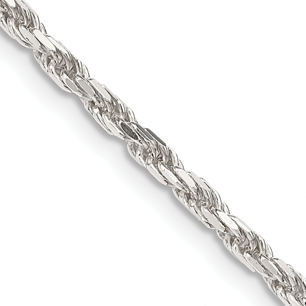 Sterling Silver 2.5mm Diamond-Cut Rope Chain Anklet