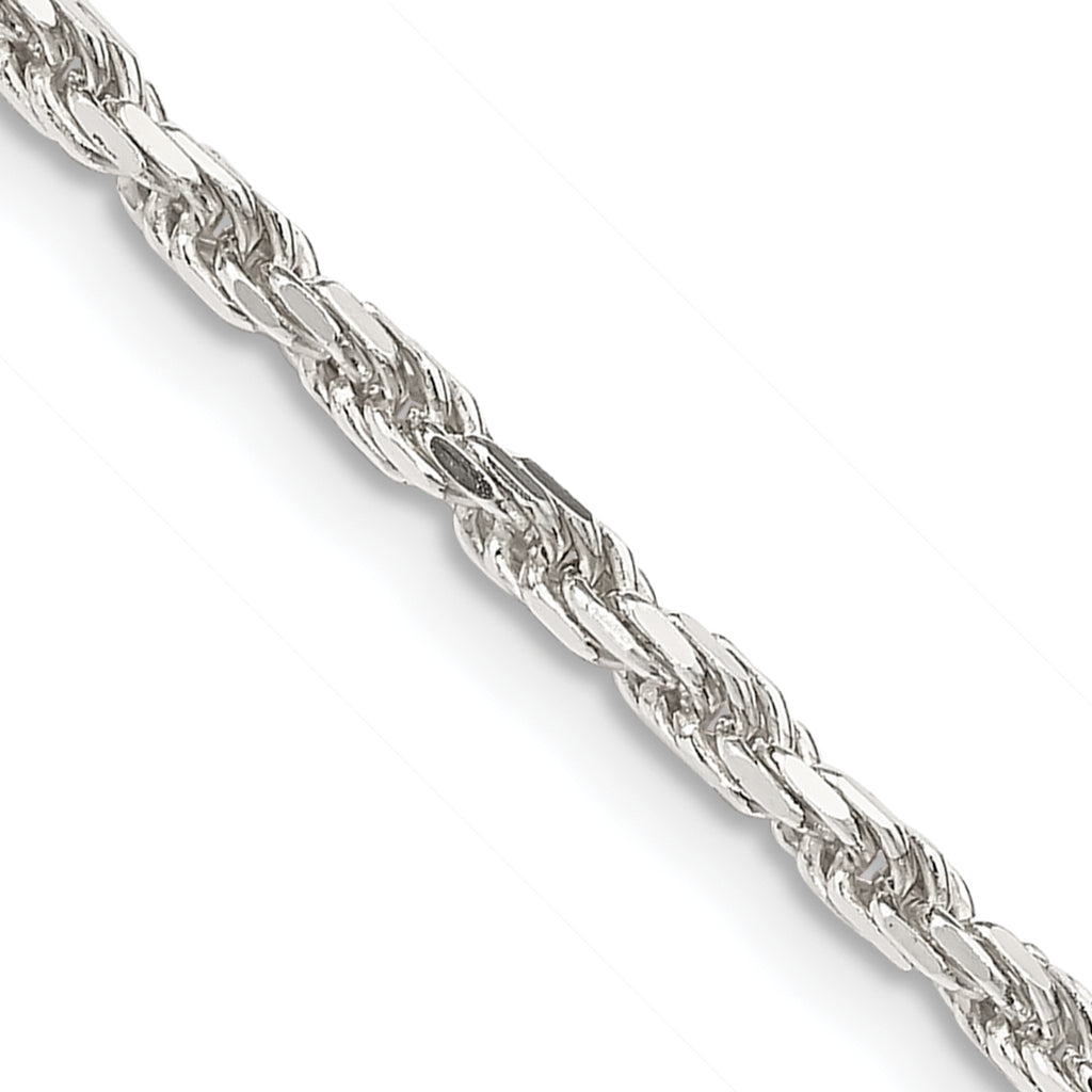 Sterling Silver 2.5mm Diamond-Cut Rope Chain w/ ext.