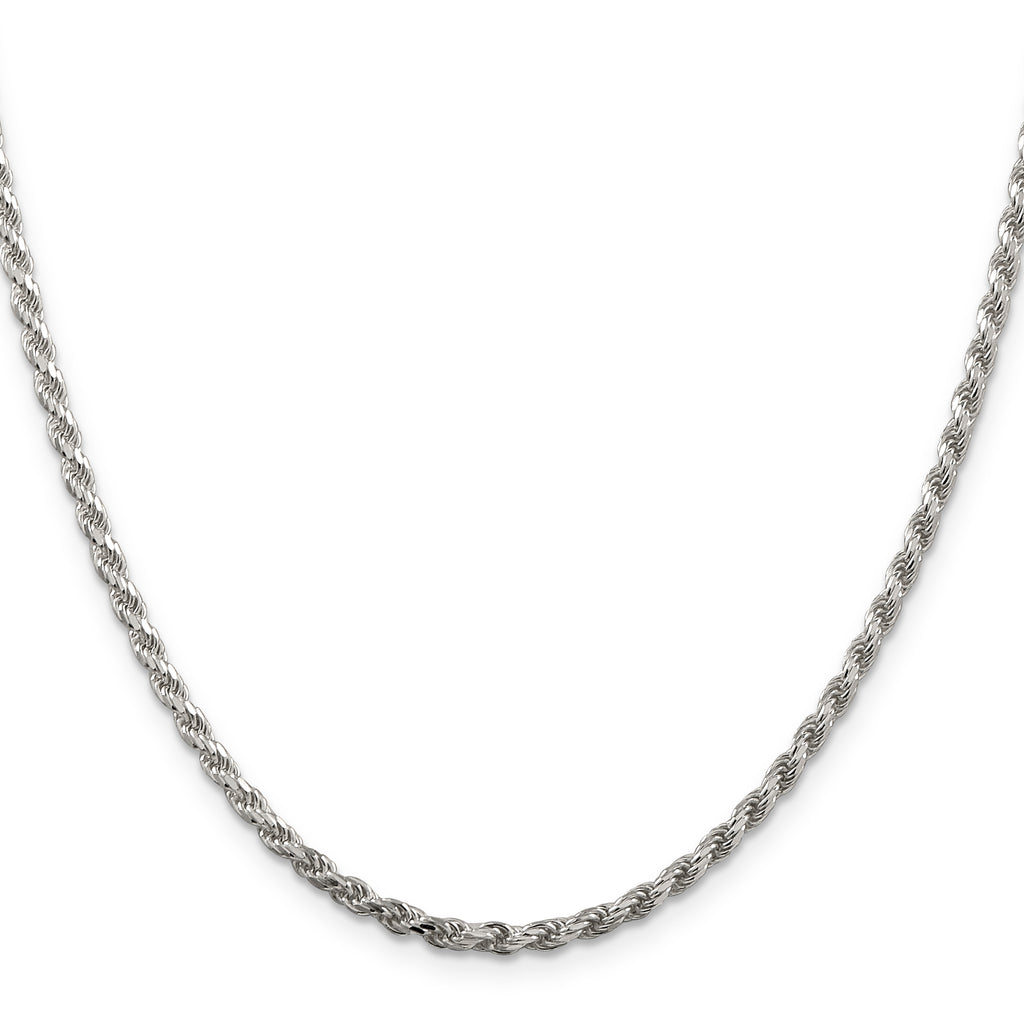 Sterling Silver 2.75mm Diamond-Cut Rope Chain w/ ext.
