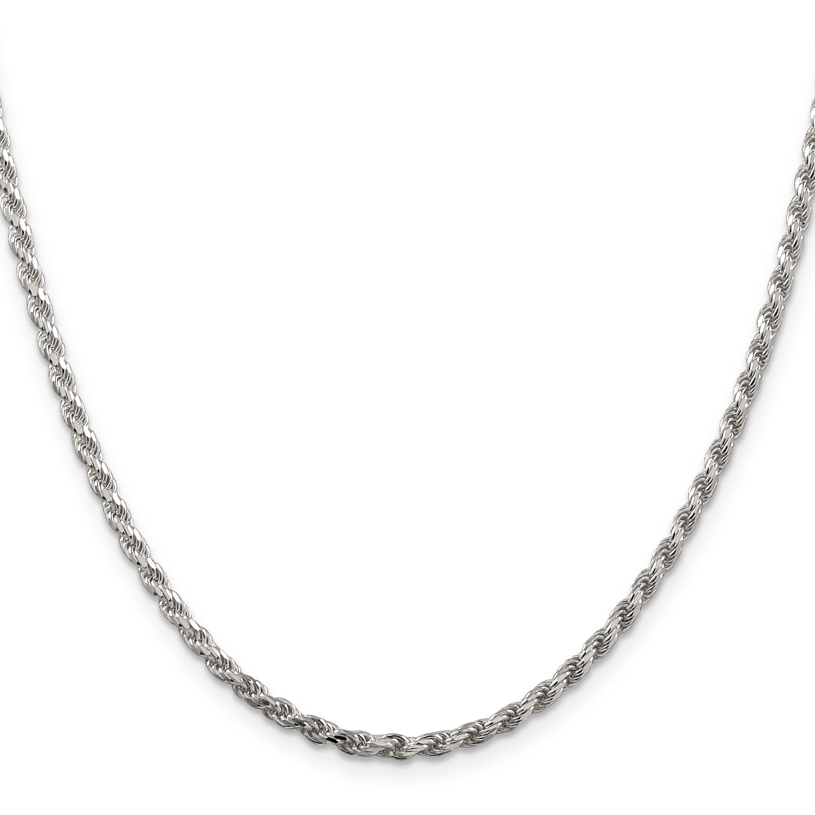 Sterling Silver 2.75mm Diamond-Cut Rope Chain w/ ext.