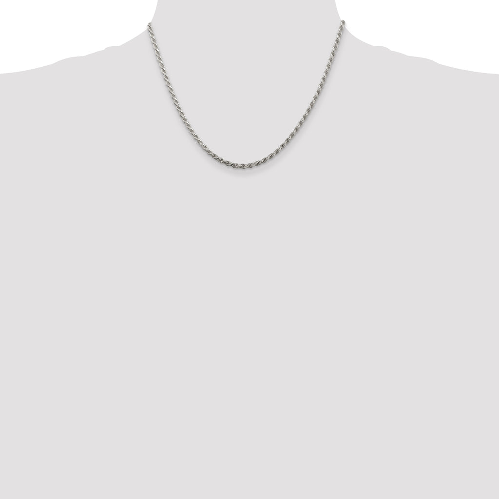 Sterling Silver 2.75mm Diamond-Cut Rope Chain w/ ext.