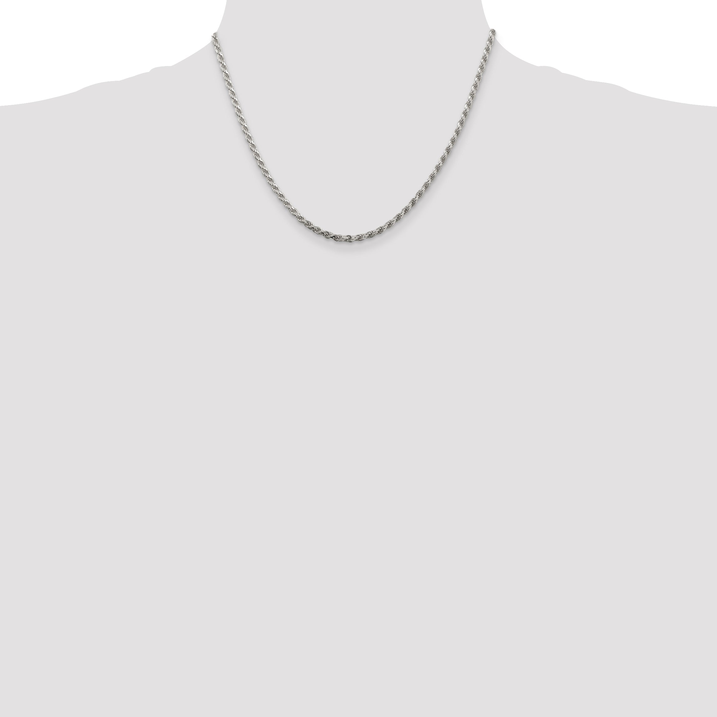 Sterling Silver 2.75mm Diamond-Cut Rope Chain w/ ext.
