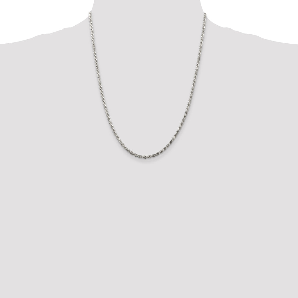Sterling Silver 2.75mm Diamond-Cut Rope Chain w/ ext.