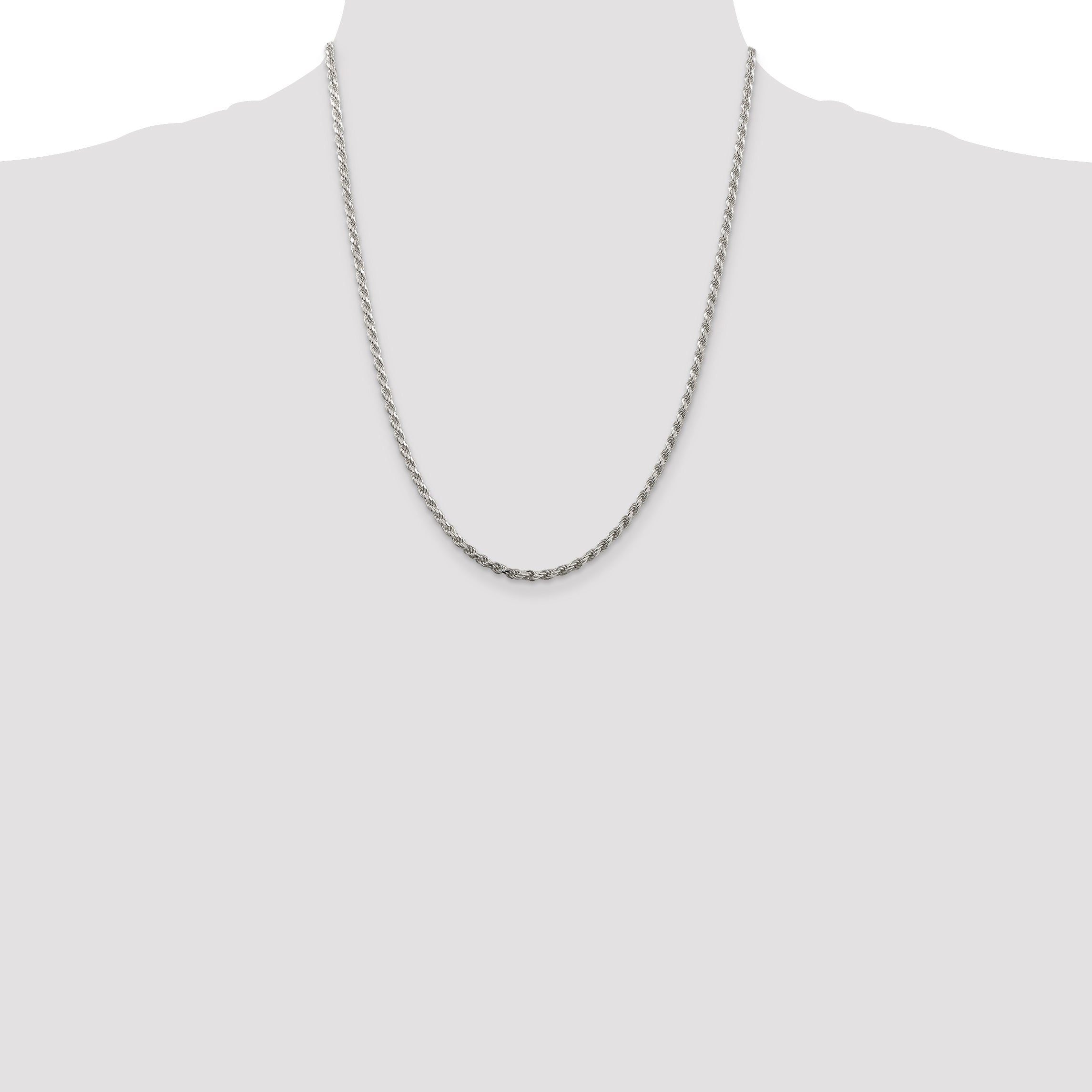 Sterling Silver 2.75mm Diamond-Cut Rope Chain w/ ext.