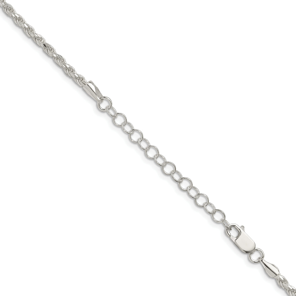 Sterling Silver 2.75mm Diamond-Cut Rope Chain w/ ext.